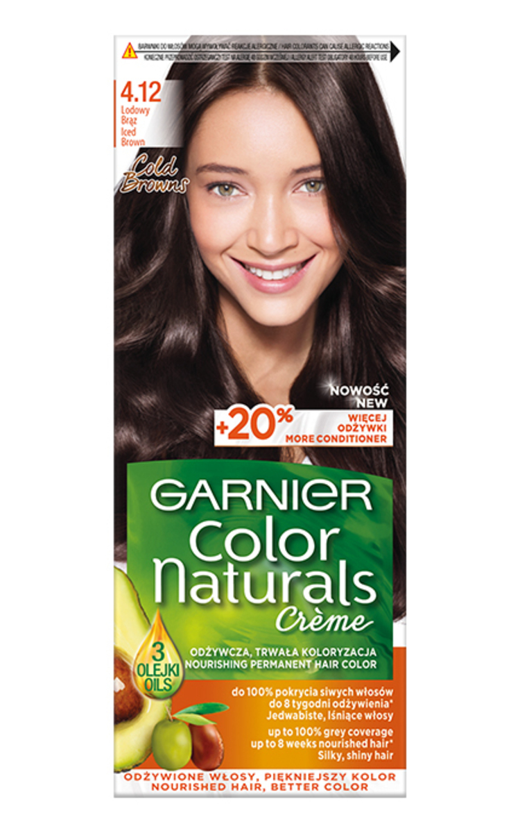 GARNIER COLOR NATURALS GARNIER, COLOR NATURALS, 4.12 ICED BROWN, maitinamieji plaukų dažai, 1 vnt.