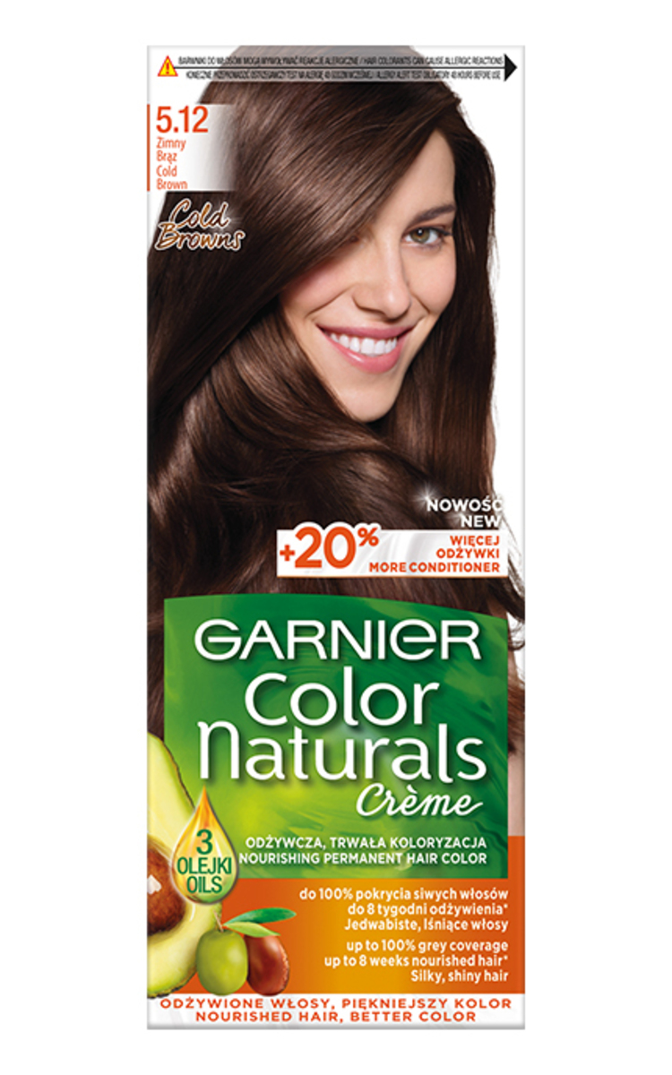 GARNIER COLOR NATURALS GARNIER, COLOR NATURALS, 5.12 GLACIAL BROWN, maitinamieji plaukų dažai, 1 vnt.