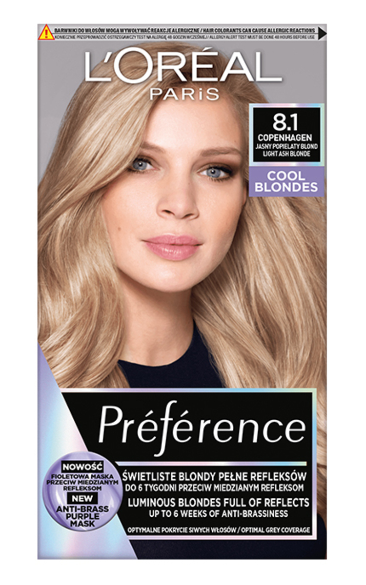 L′ORÉAL PARIS PREFERENCE L'ORÉAL PARIS PRÉFÉRENCE, COOL BLONDS, plaukų dažai, 8.1 LIGHT ASH BLONDE, 1 vnt. 1 vnt.