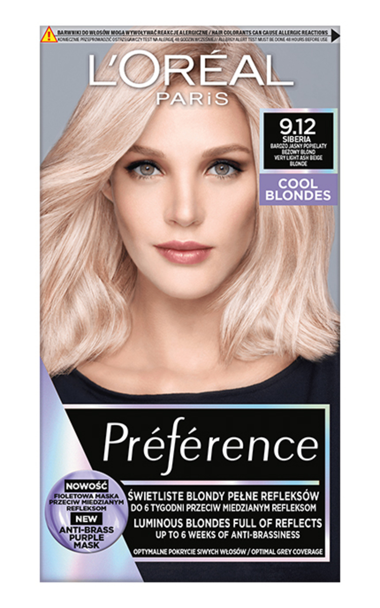 L′ORÉAL PARIS PREFERENCE L′ORÉAL PARIS PREFERENCE, COOL BLONDS, plaukų dažai, 9.12 Siberia, 1 vnt. 1 vnt.