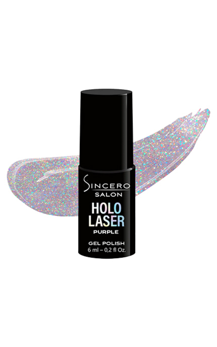 SINCERO SALON SINCERO SALON, HOLO LASER, gelinis nagų lakas, 6 ml purple