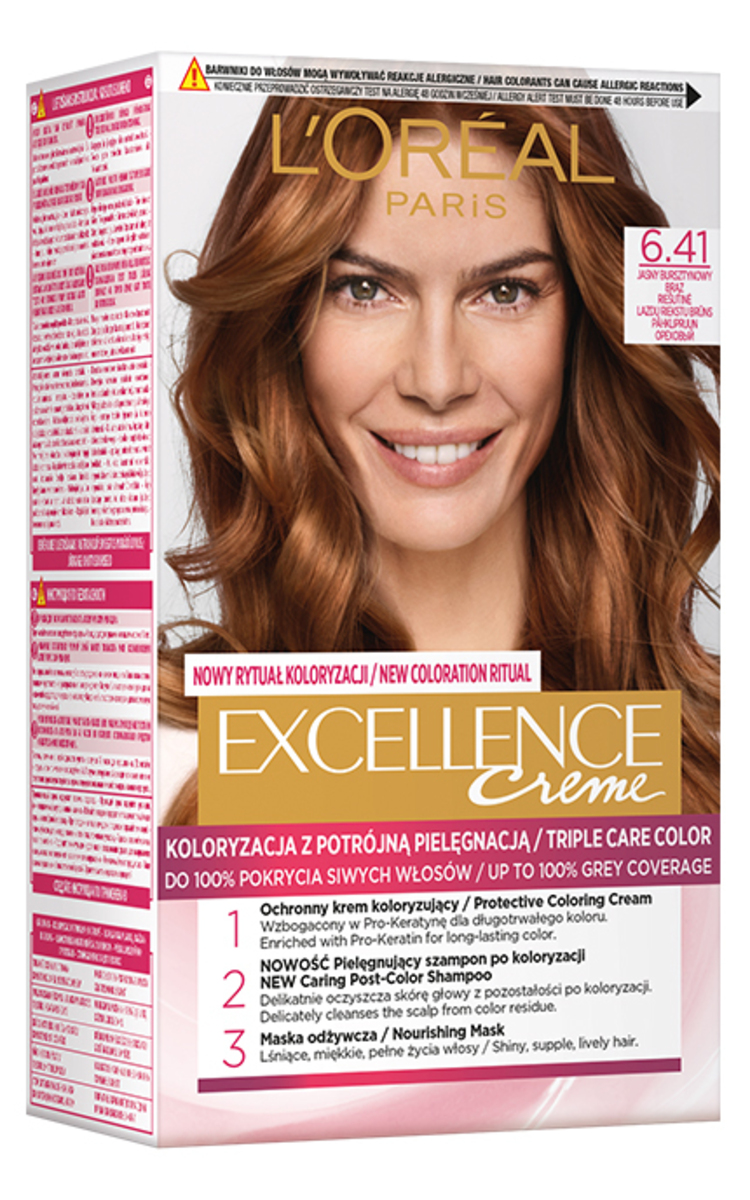 L′ORÉAL PARIS EXCELLENCE CREME L′ORÉAL PARIS, EXCELLENCE CREME, ilgalaikiai plaukų dažai, 6.41 Riešutinė, 1 vnt.