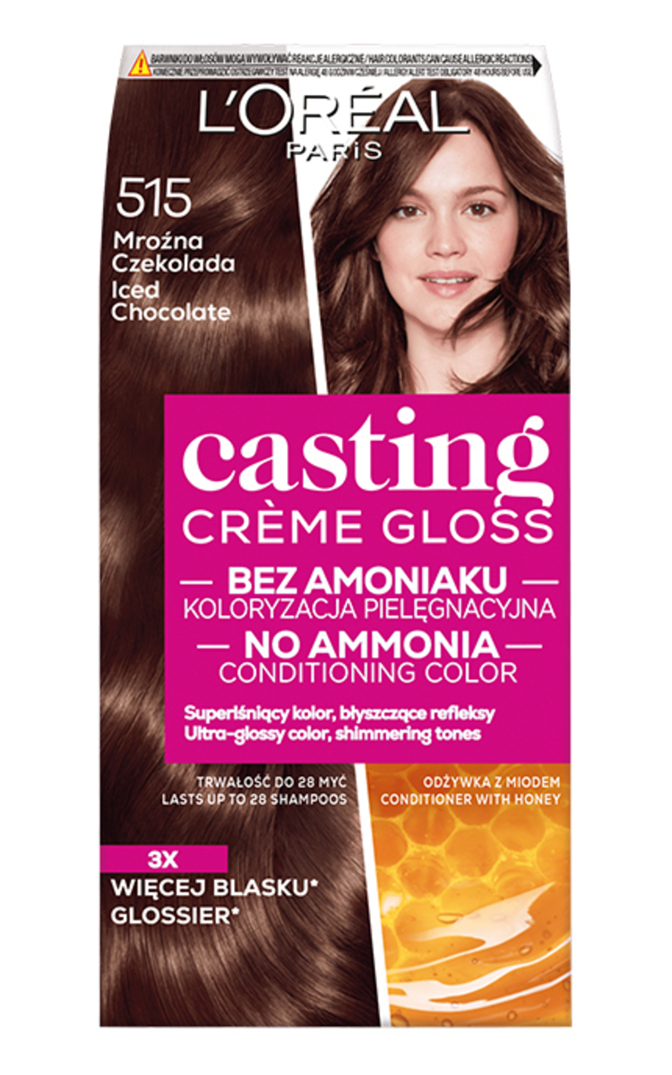 L′ORÉAL PARIS CASTING CREME GLOSS L′ORÉAL PARIS CASTING CREME GLOSS, pusiau ilgalaikiai plaukų dažai be amoniako, 515 Iced Chocolate, 1 vnt.