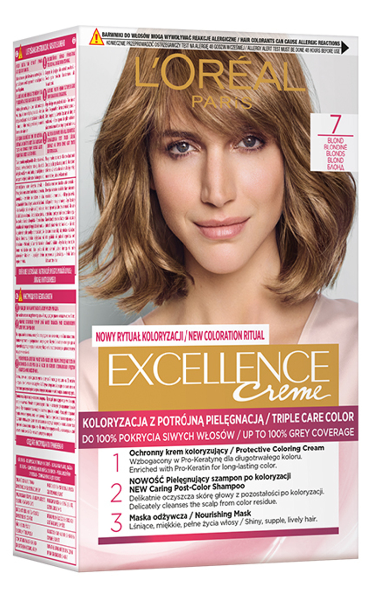 L′ORÉAL PARIS EXCELLENCE CREME L′ORÉAL PARIS, EXCELLENCE CREME, ilgalaikiai plaukų dažai, 7 Blondinė, 1 vnt.