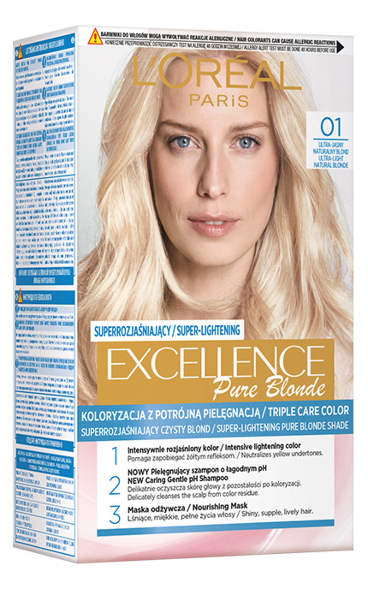 L′ORÉAL PARIS EXCELLENCE CREME L′ORÉAL PARIS, EXCELLENCE CREME, ilgalaikiai plaukų dažai, 1 Ultra-Light Natural Blonde, 1 vnt.