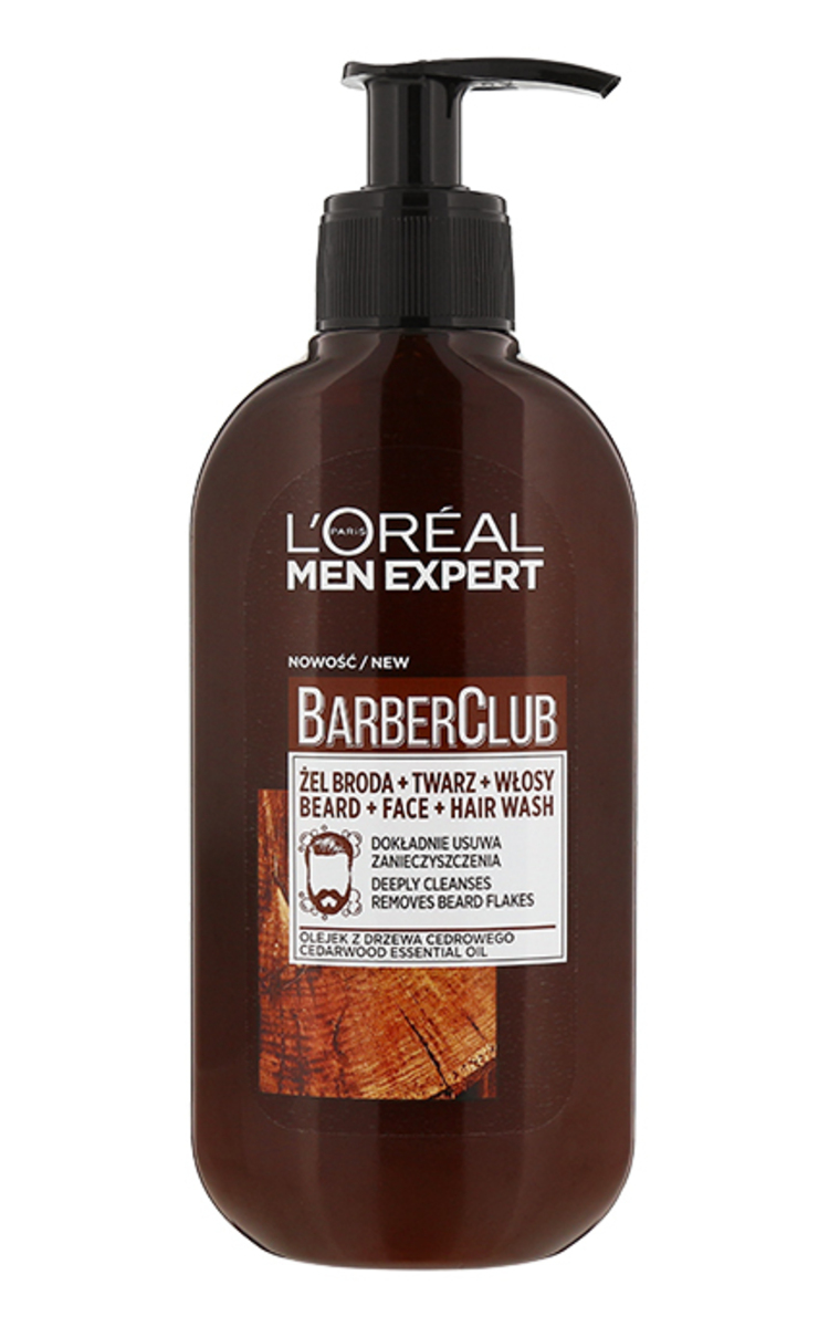 MEN EXPERT L'OREAL PARIS, MEN EXPERT BARBER CLUB, barzdos, veido ir plaukų prausiklis, 200 ml 200 ml