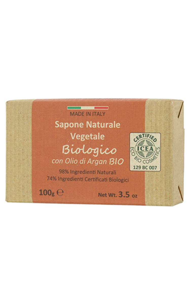 ITERITALIA ITERITALIA, BIOLOGICO, ekologiškas augalinis muilas su organiniu arganų aliejumi, 100 g 1 vnt.