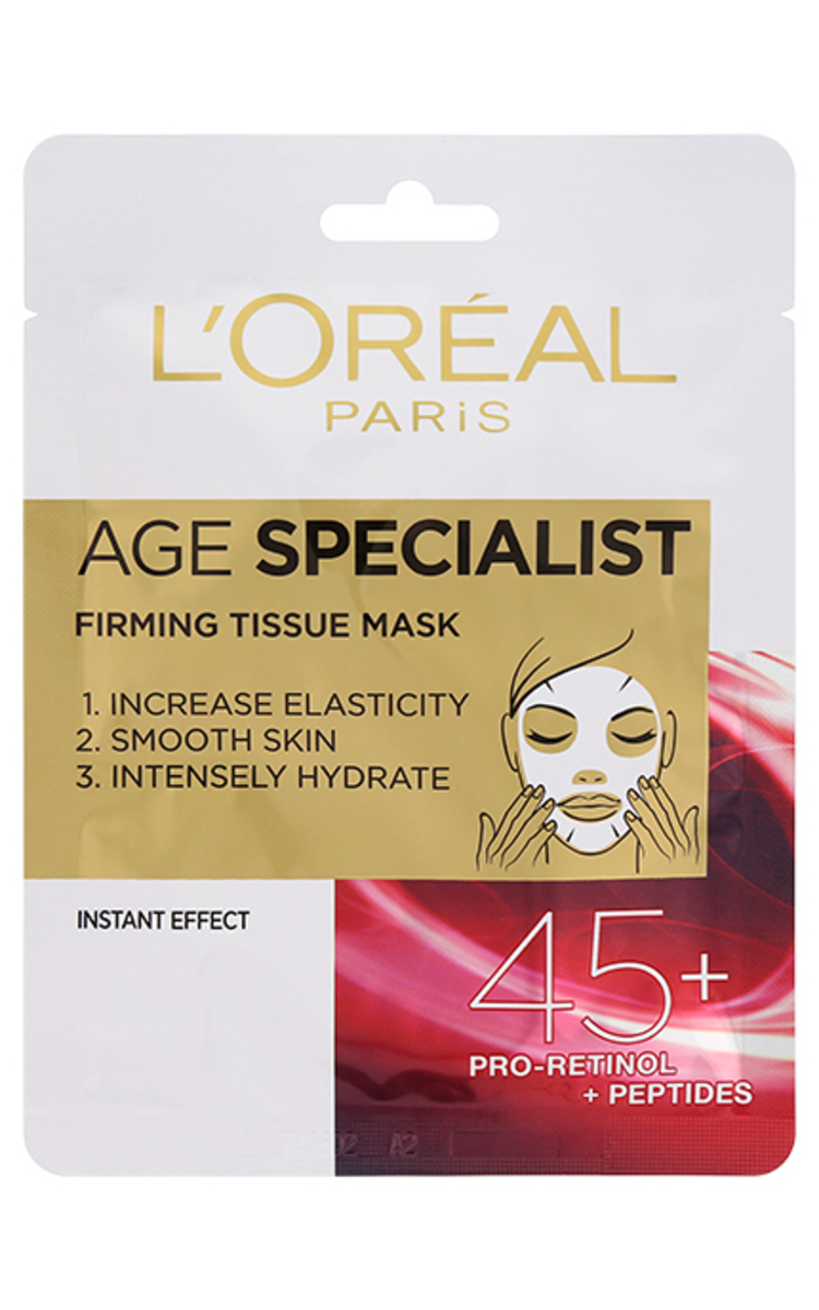 L′ORÉAL PARIS L′ORÉAL PARIS, AGE SPECIALIST 45+, stangrinamoji lakštinė veido kaukė, 30 g 30 g