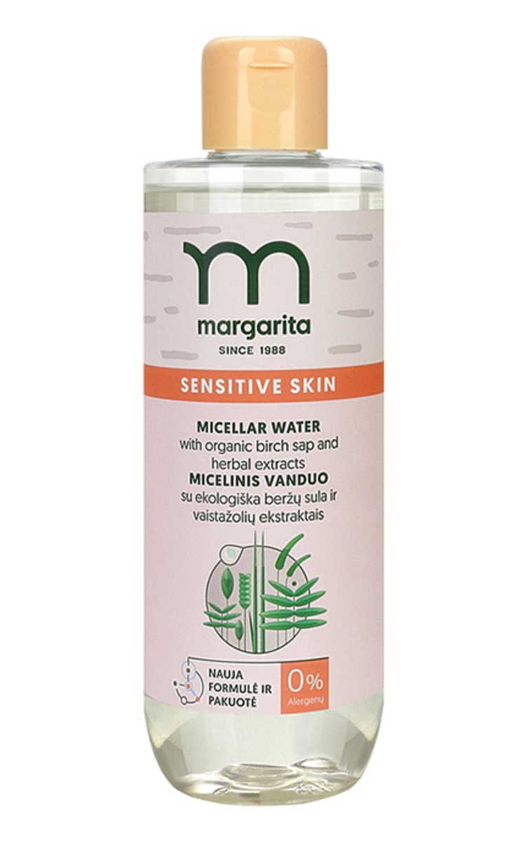 MARGARITA MARGARITA, SENSITIVE SKIN, micelinis vanduo su ekologiška beržų sula ir vaistažolių ekstraktais, 200 ml 200 ml