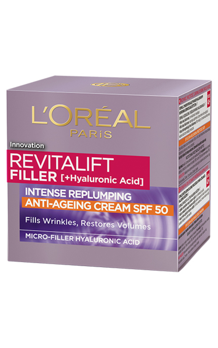 L′ORÉAL PARIS L'OREAL PARIS, REVITALIFT FILLER, 40+, dieninis kremas SPF50, 50 ml 50 ml