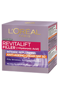 L'OREAL PARIS, REVITALIFT FILLER, 40+, dieninis kremas SPF50, 50 ml