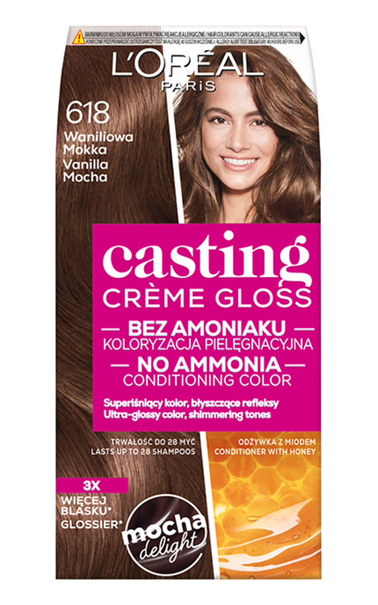 L′ORÉAL PARIS CASTING CREME GLOSS L'OREAL PARIS CASTING CREME GLOSS, plaukų dažai, 618 Vanilla Mocha, 1 vnt. 1 vnt.