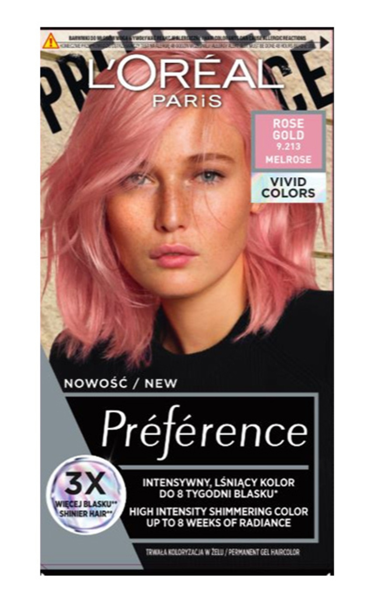 L′ORÉAL PARIS PREFERENCE L'ORÉAL PARIS PRÉFÉRENCE, VIVID COLORS, ilgalaikiai plaukų dažai, 9.213 ROSE GOLD, 1 vnt. 1 vnt.