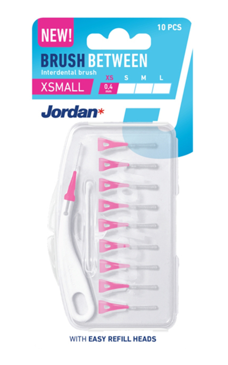 JORDAN JORDAN, BRUSH BETWEEN XS – 0.4mm, tarpdančių šepetėliai, 10 vnt. 10 vnt.