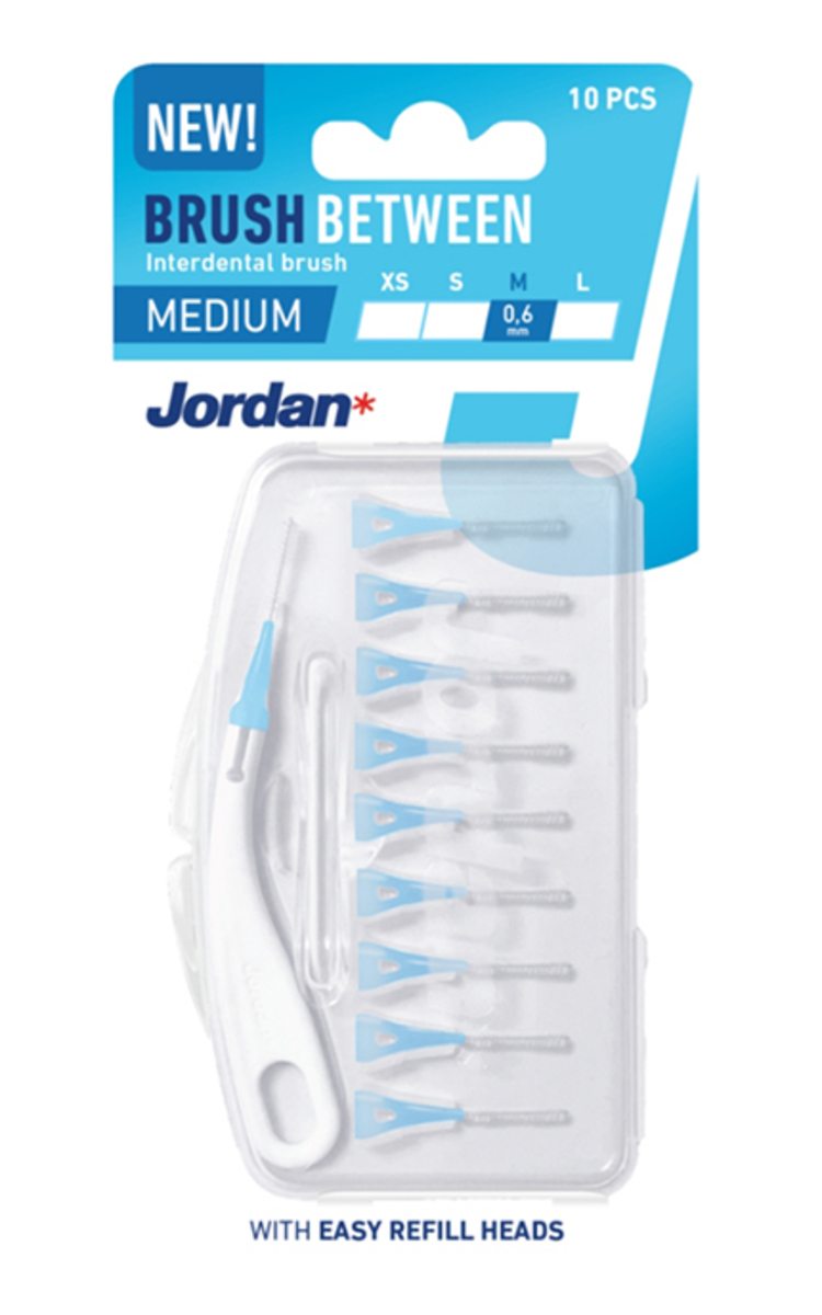 JORDAN JORDAN, BRUSH BETWEEN M – 0.6mm, tarpdančių šepetėliai, 10 vnt. 10 vnt.