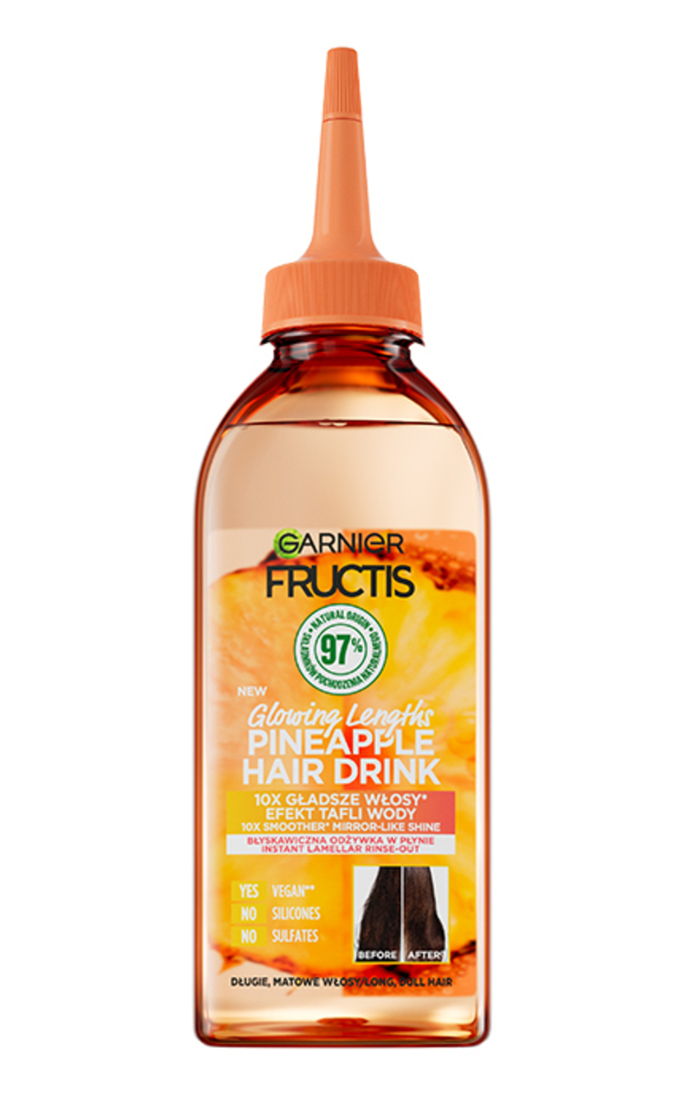 GARNIER, FRUCTIS HAIR DRINK PINEAPPLE, skystas kondicionierius ilgiems plaukams, 200 ml