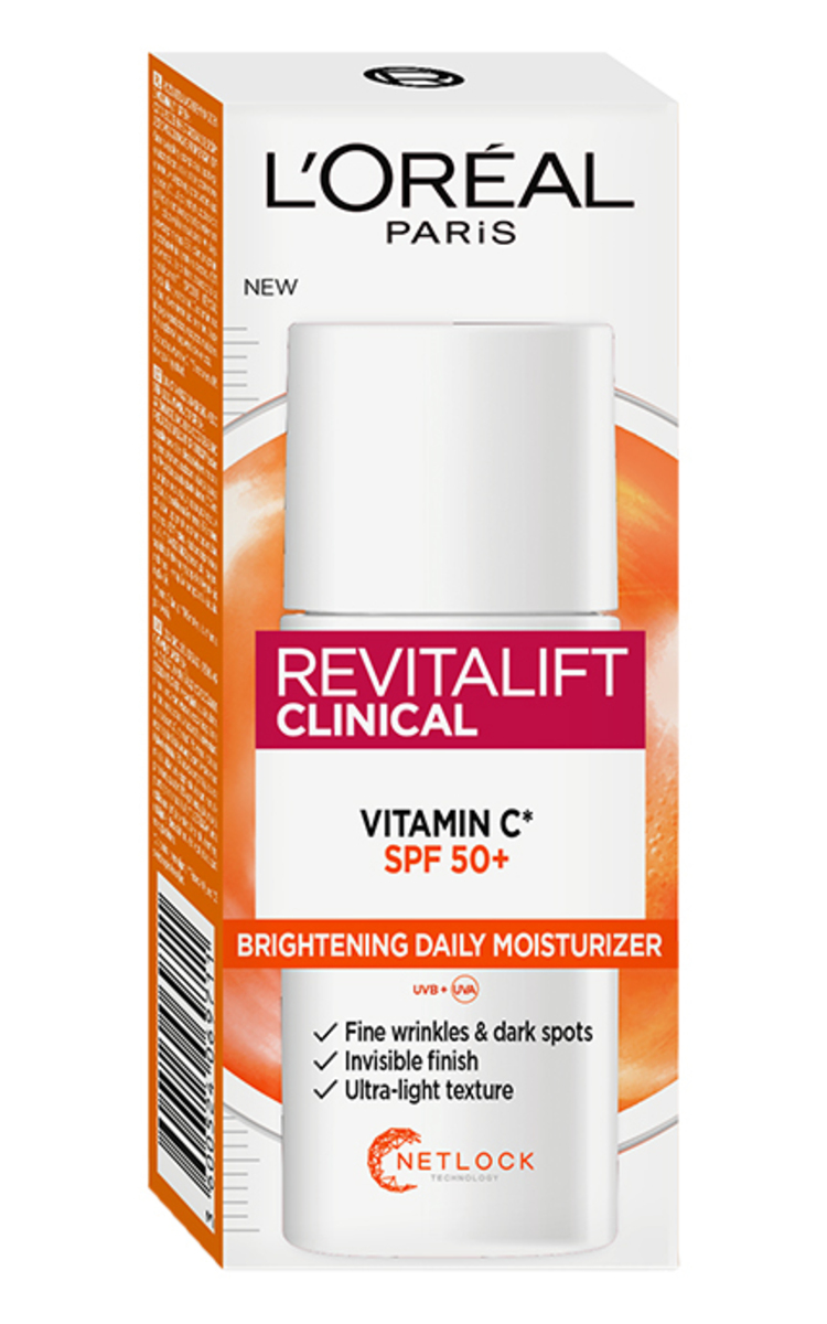 L'OREAL PARIS, REVITALIFT CLINICAL, šviesinantis drėkinamasis kremas su SPF 50+, 50 ml