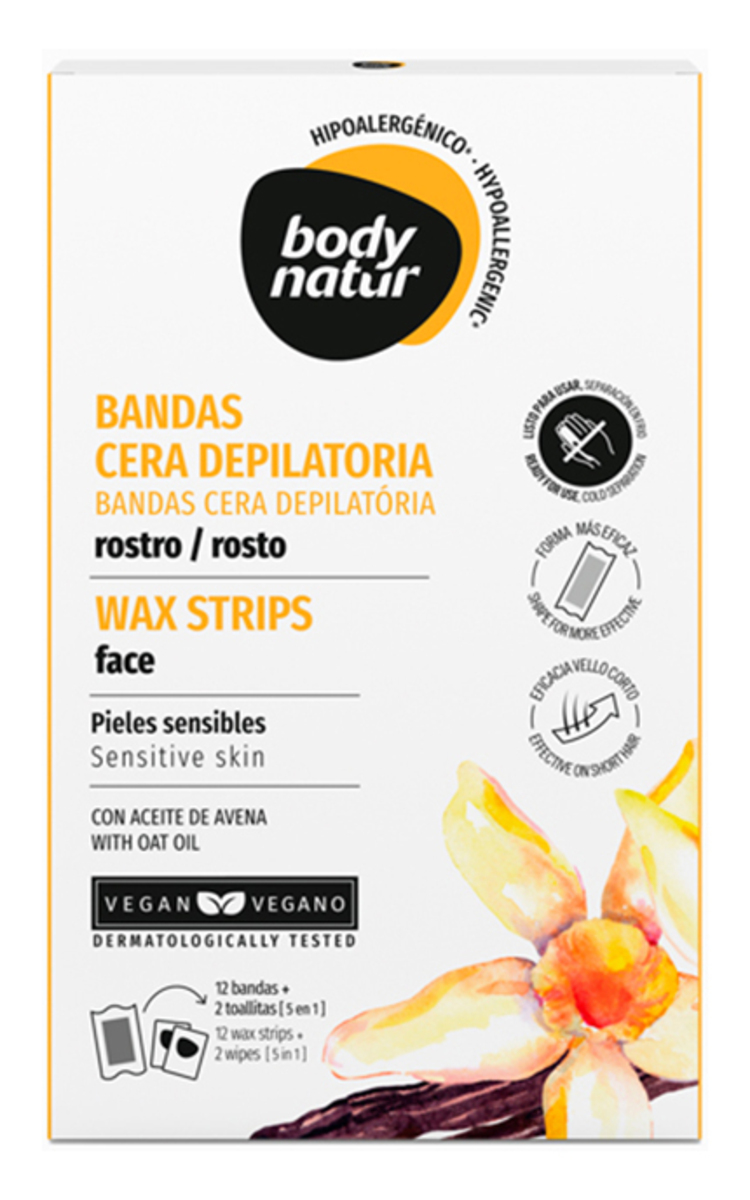 BODY NATUR BODY NATUR, vaško juostelės veidui, jautriai odai, (12+2serv) 12 vnt.