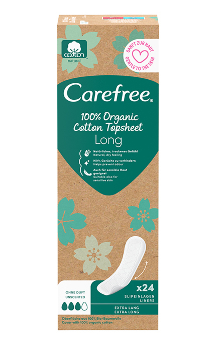 CAREFREE CAREFREE, ORGANIC LONG PLUS, įklotai, 24 vnt.  24 vnt.