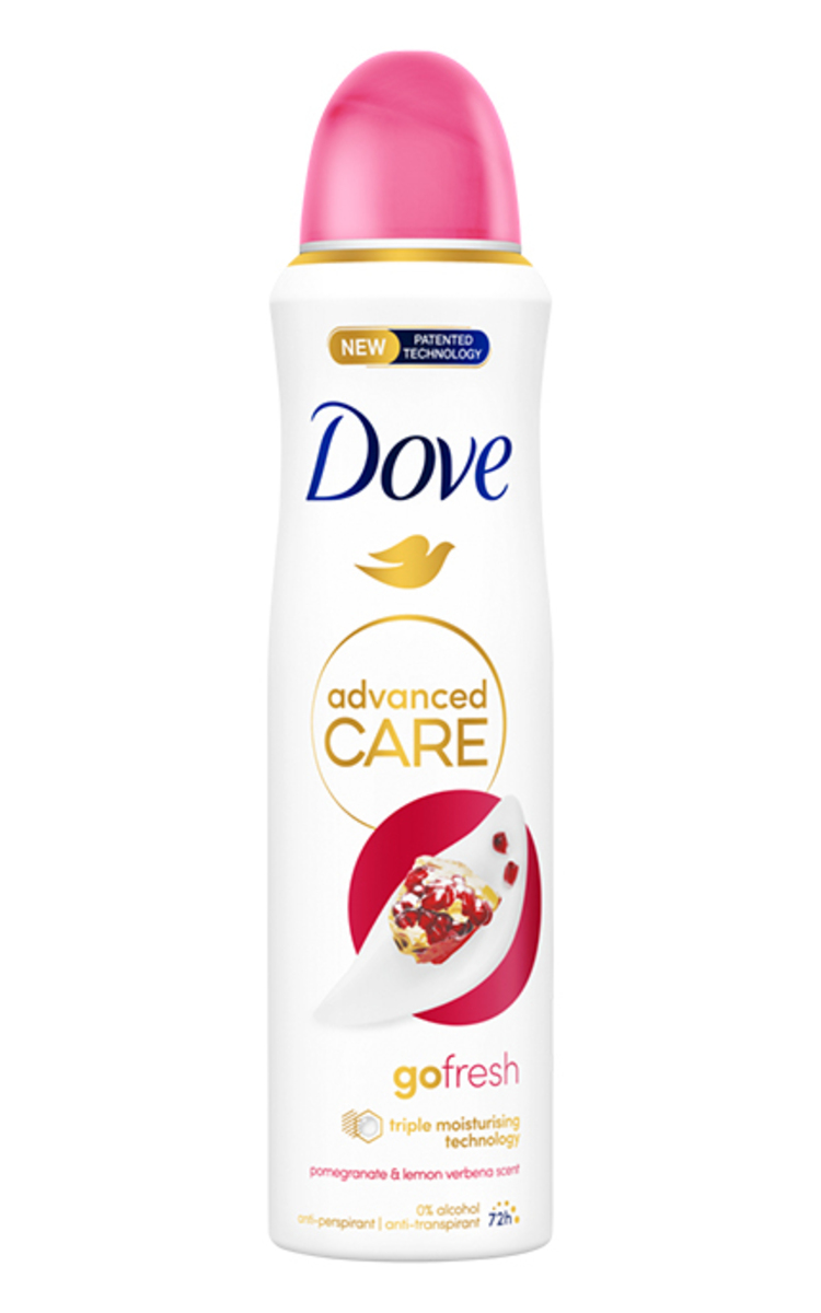 DOVE DOVE, GO FRESH POMEGRANATE & LEMON VERBENA, purškiamas antiperspirantas, 150 ml  150 ml