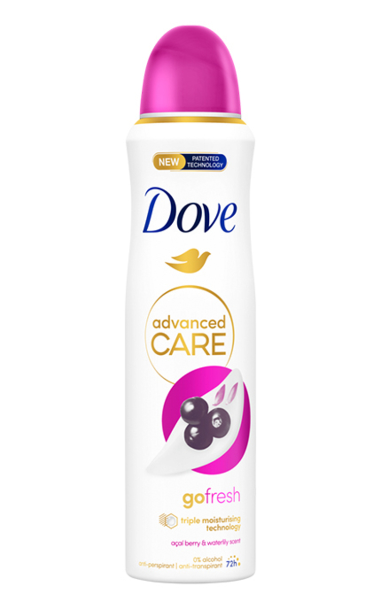 DOVE DOVE, ACAIBERY&WATERLILY, purškiamas dezodorantas, 150 ml 150 ml