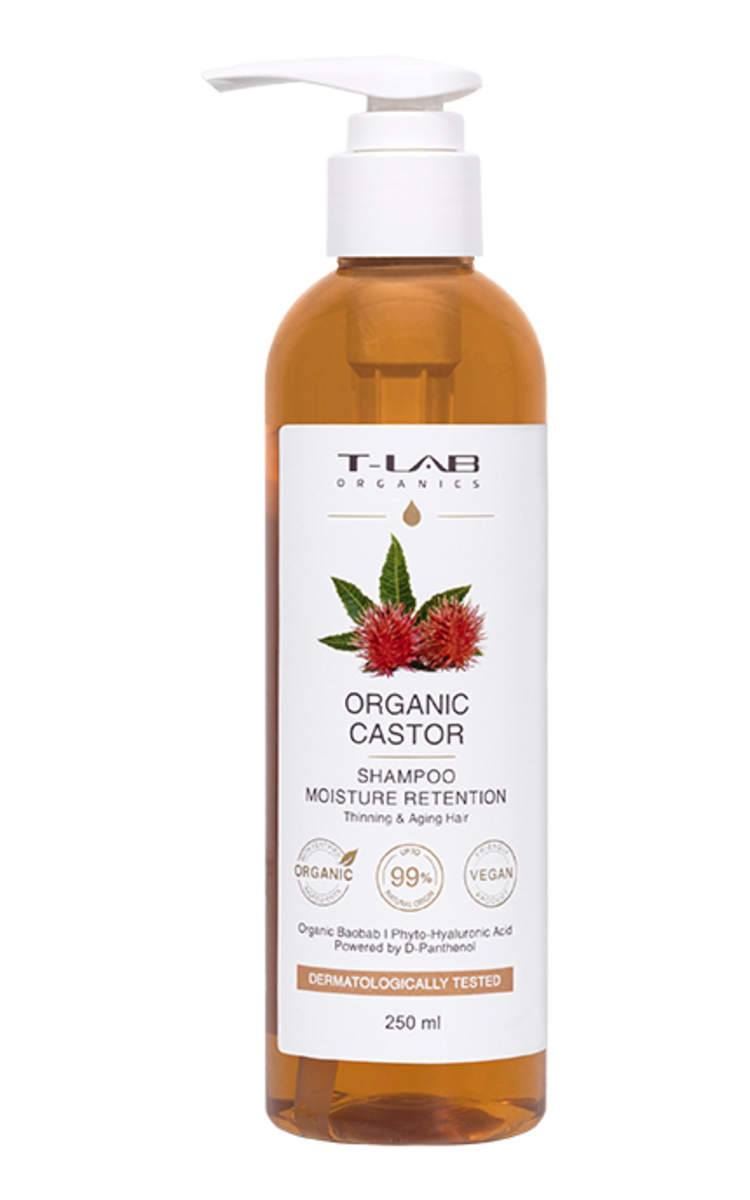 T-LAB PROFESSIONAL T-LAB ORGANICS, ORGANIC CASTOR, stiprinantis šampūnas, 250 ml 250 ml