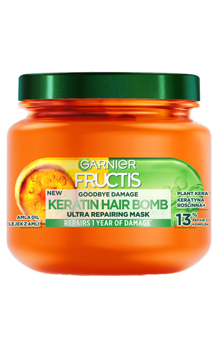 GARNIER FRUCTIS GARNIER, FRUCTIS GOODBYE DAMAGE KERATIN HAIR BOMB, kaukė, 320 ml 320 ml