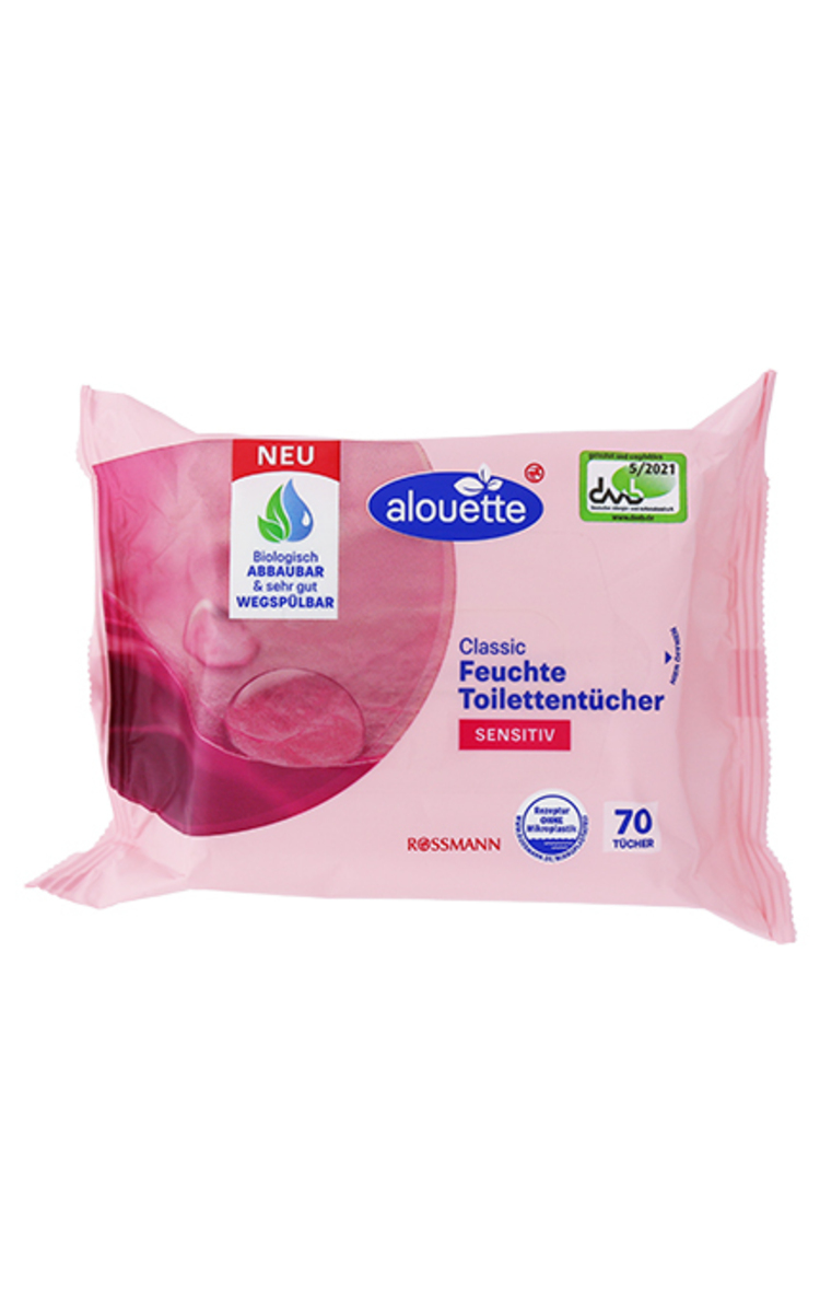 ALOUETTE ALOUETTE, CLASSIC SENSITIVE, drėgnosios tualetinės servetėlės, 70 vnt. 70 vnt.