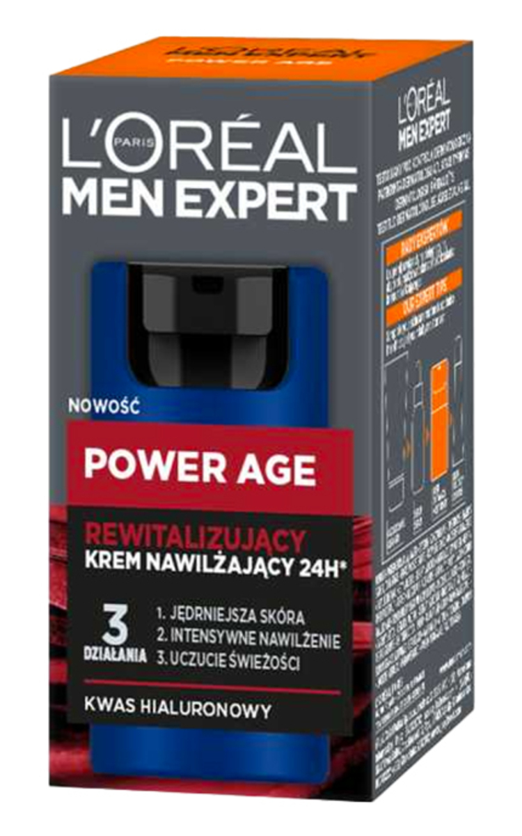 MEN EXPERT L'OREAL, MEN EXPERT POWER AGE, 24 valandas odą drėkinantis veido kremas, 50 ml 50 ml