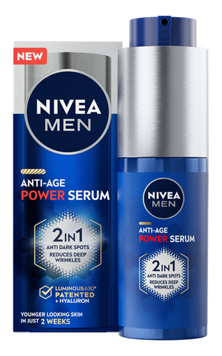 NIVEA MEN NIVEA, MEN POWER, serumas "du viename" nuo raukšlių ir pigmentinių dėmių, 30 ml 30 ml