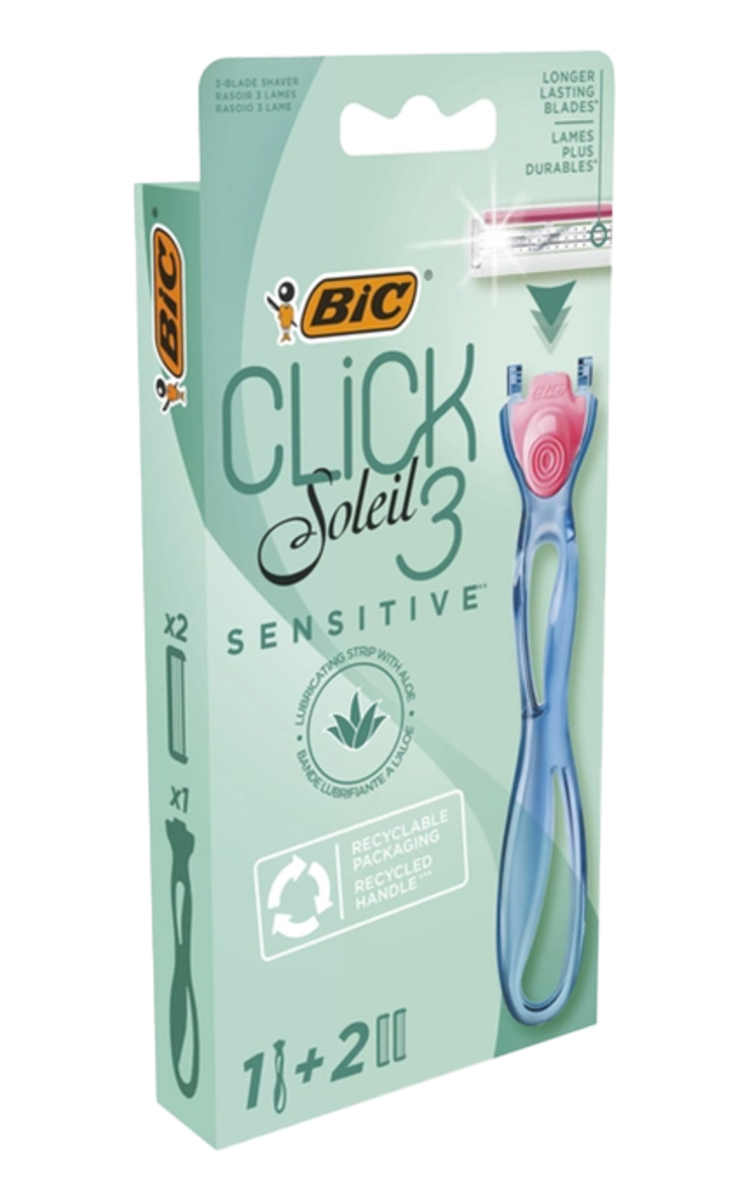 BIC BIC, SOLEIL CLICK SENSITIVE, skustuvas, +2 galvutės 1 vnt.