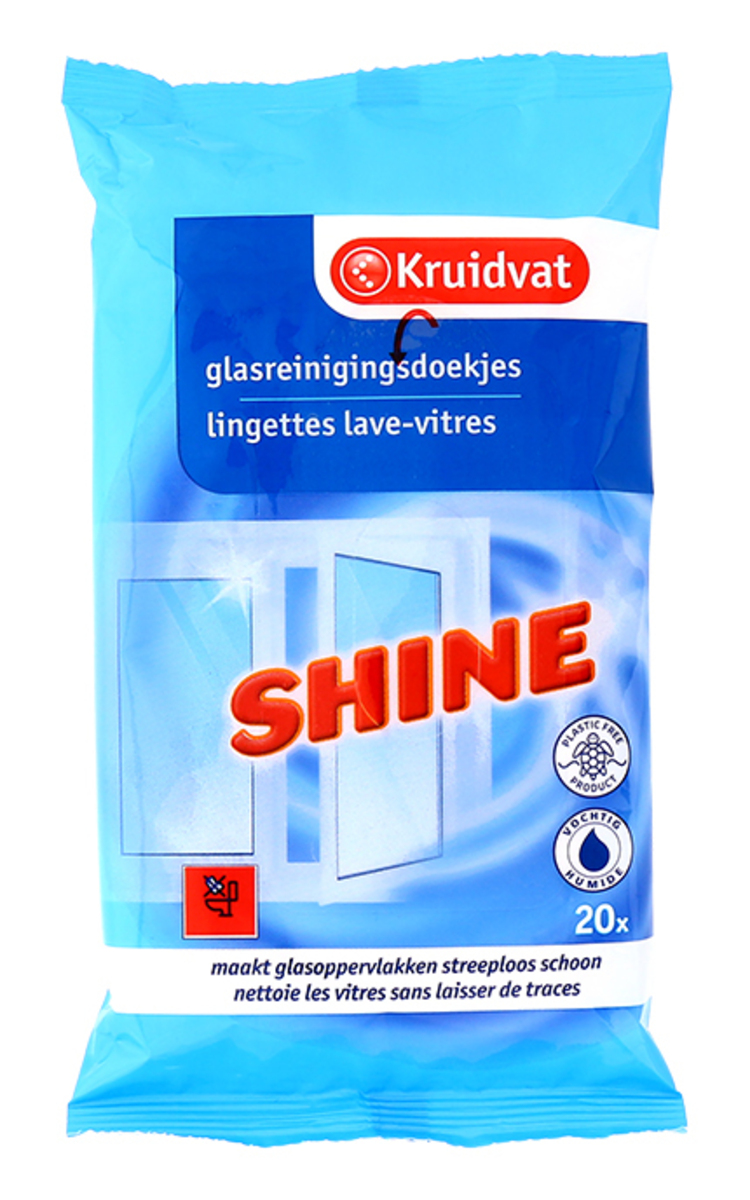 KRUIDVAT KRUIDVAT, SHINE, langų valymo šluostės, 20 vnt. 20 ml