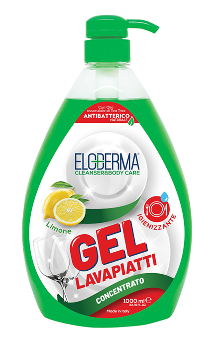 ELODERMA ELODERMA, DISH WASH GEL LIMONE, indų ploviklis su citrinos ir šalavijų ekstraktais, 1000 ml 1000 ml