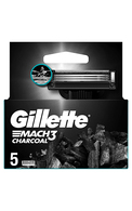 GILLETTE, MACH3 CHARCOAL, skustuvo galvutės, 5 vnt.