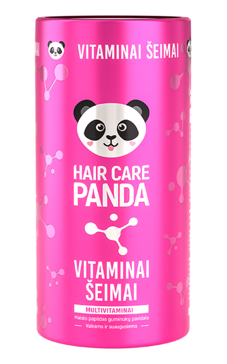 HAIR CARE PANDA HAIR CARE PANDA, vitaminai šeimai, maisto papildas, 60 guminukų 60 vnt.