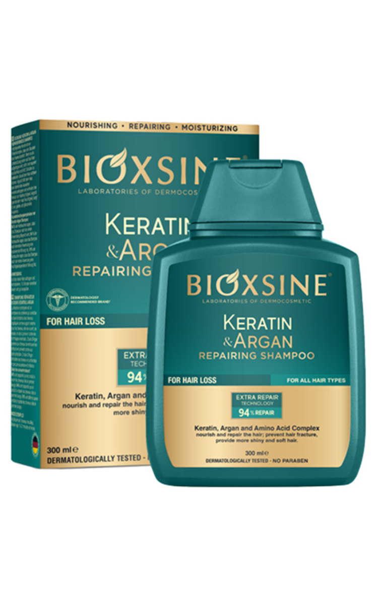 BIOXSINE BIOXSINE/BIOXCIN, atstatomasis plaukų šampūnas su keratinu ir argano aliejumi, nuo plaukų slinkimo, 300 ml. 300 ml