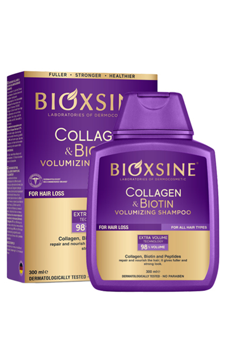 BIOXSINE BIOXSINE/BIOXCIN apimties suteikiantis plaukų šampūnas su kolagenu ir biotinu, 300 ml. 300 ml