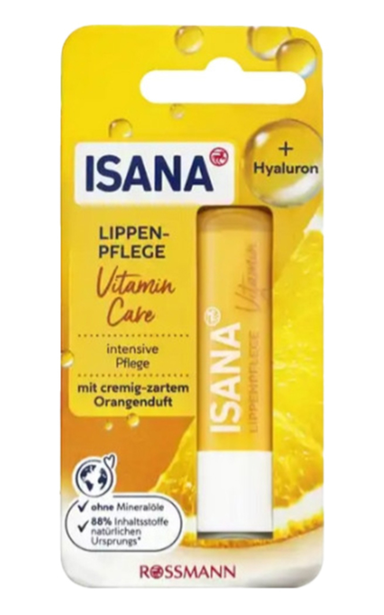 ISANA ISANA, VITAMIN CARE, apelsinų aromato lūpų balzamas su hialuronu, 1 vnt. 1 vnt.