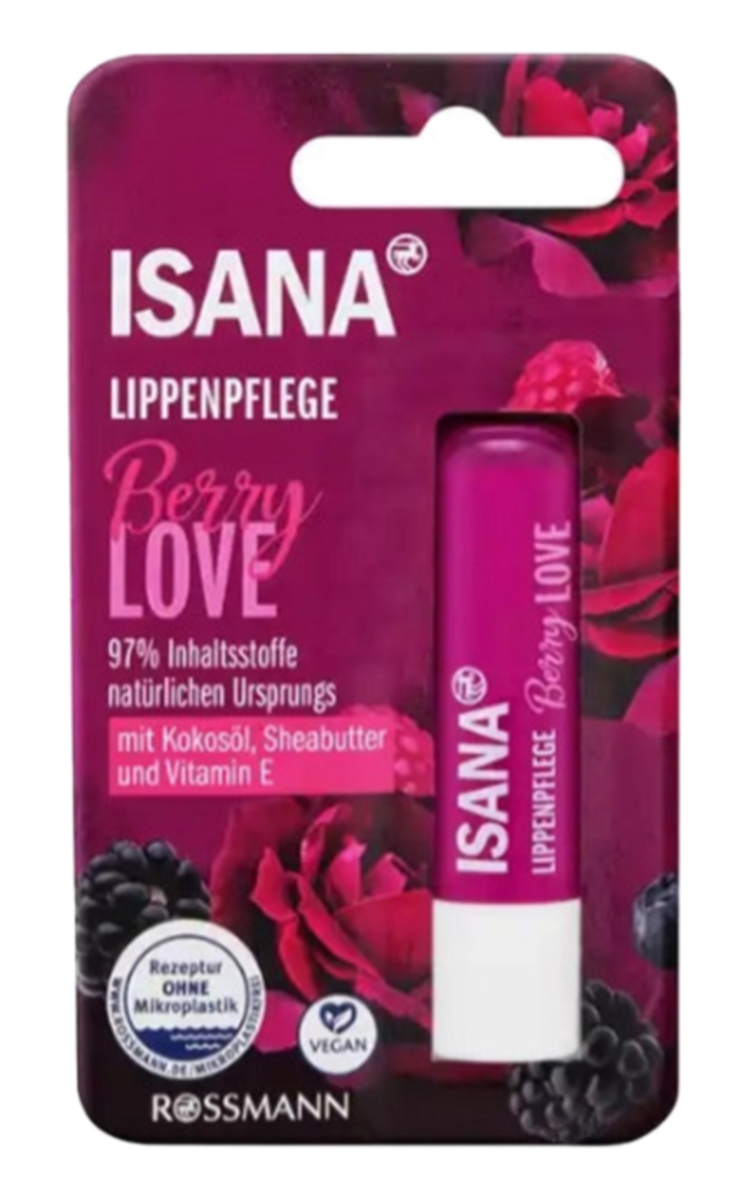 ISANA ISANA, BERRY LOVE, lūpų balzamas su kokosų ir sviestmedžių aliejais bei vitaminu E, 1 vnt.  1 vnt.