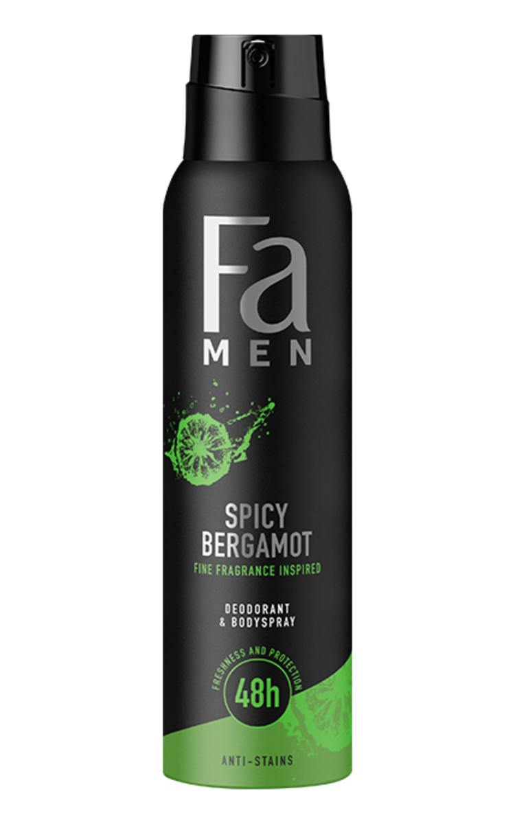 FA FA, SPICY BERGAMOT, dezodorantas ir kūno purškiklis vyrams, 150 ml 150 ml