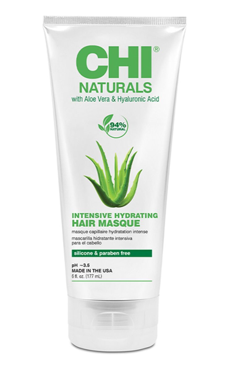 CHI LUXURY CHI, NATURALS, intensyviai drėkinanti plaukų kaukė su aloe vera ir hialurono rūgštimi, 177 ml 177 ml