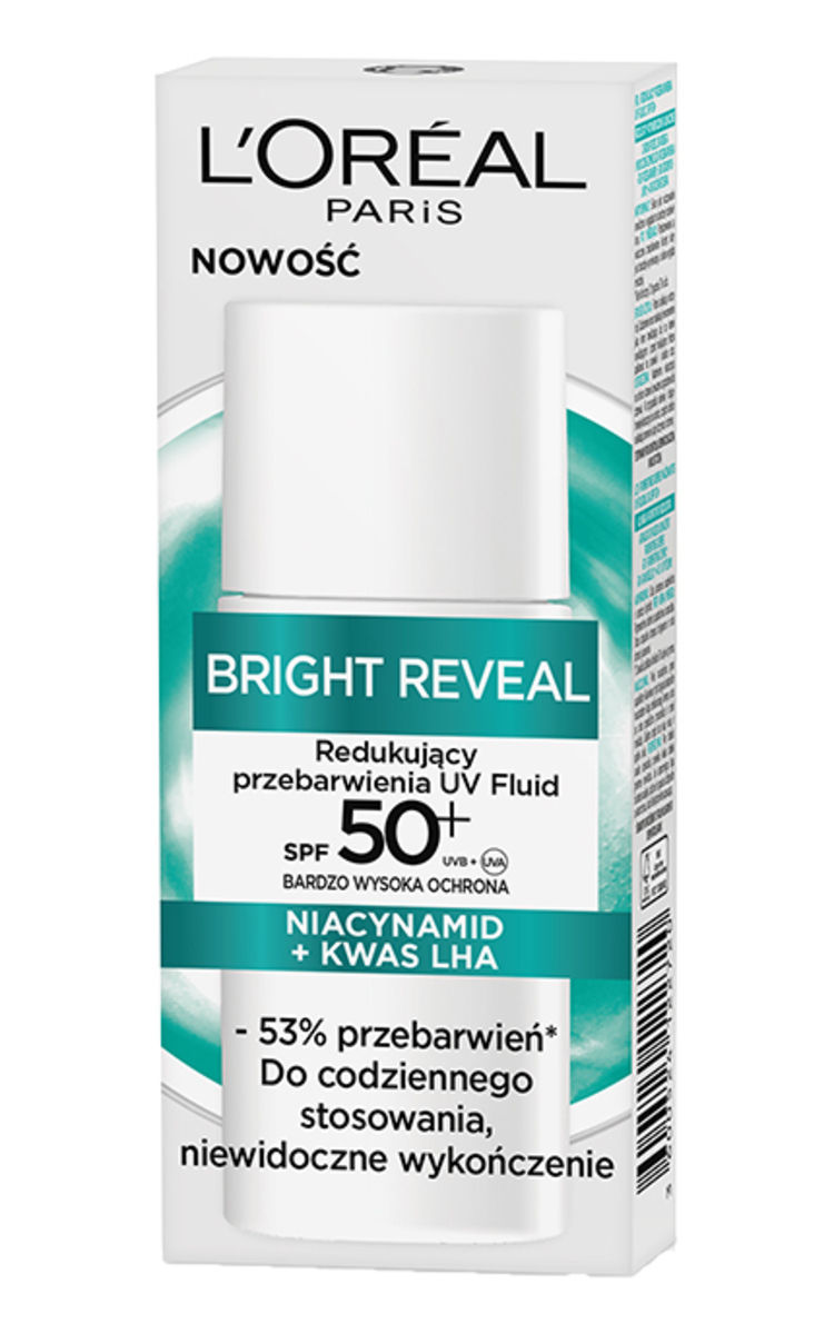 L'OREAL PARIS, BRIGHT REVEAL, tamsias dėmes šviesinantis nuo UV apsaugantis skystis su SPF 50+, 50 ml