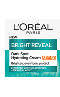 L'OREAL PARIS, BRIGHT REVEAL, tamsias dėmes šviesinantis drėkinantis kremas su SPF 50, 50 ml