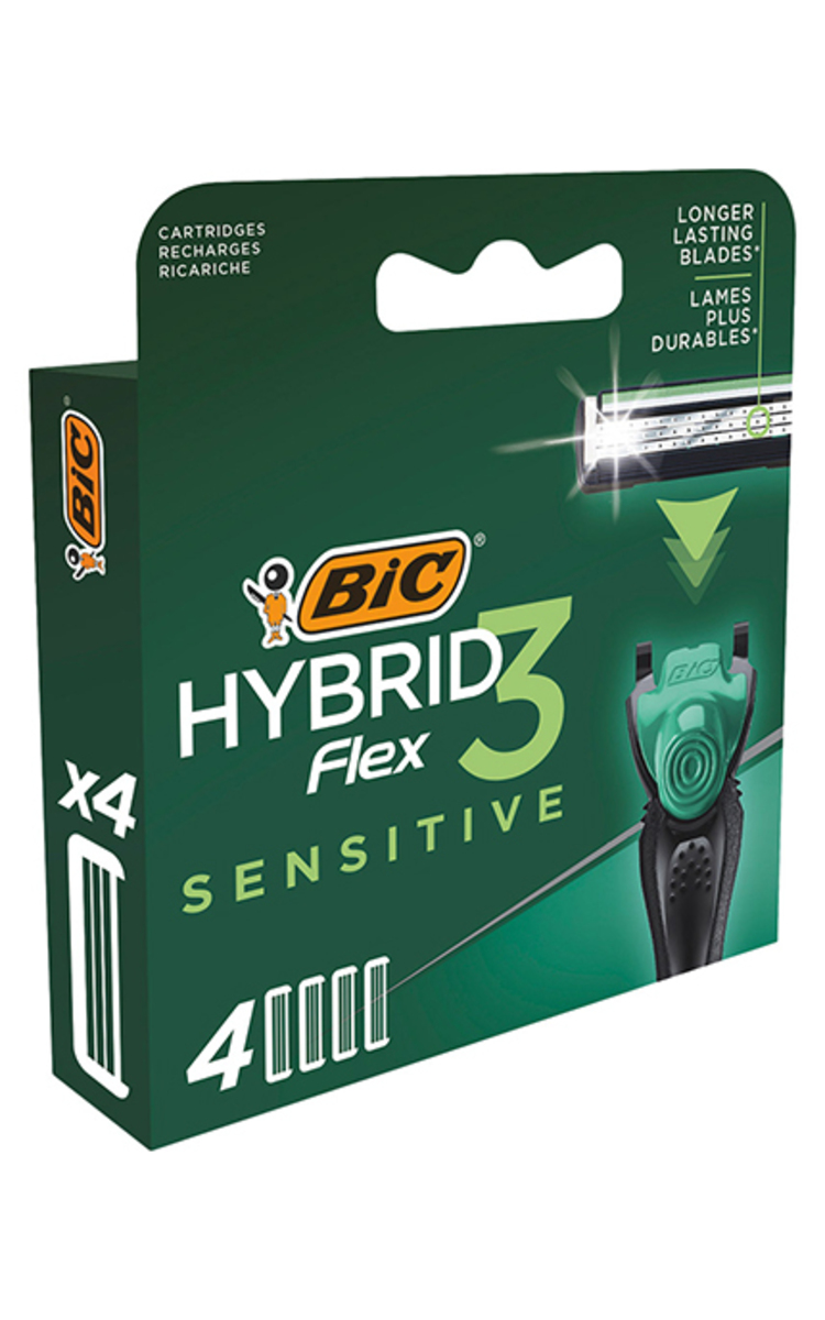 BIC BIC, HYBRID FLEX3, SENSITIVE, vyriško skustuvo galvutės, 4 vnt. 4 vnt.