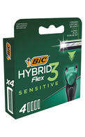 BIC, HYBRID FLEX3, SENSITIVE, vyriško skustuvo galvutės, 4 vnt.