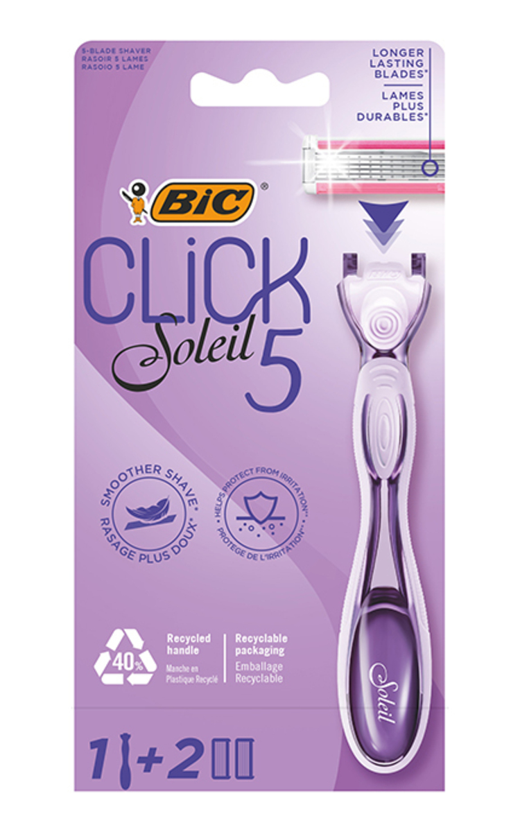 BIC BIC, SOLEIL CLICK 5, skustuvas +2 galvutės. 1 vnt.