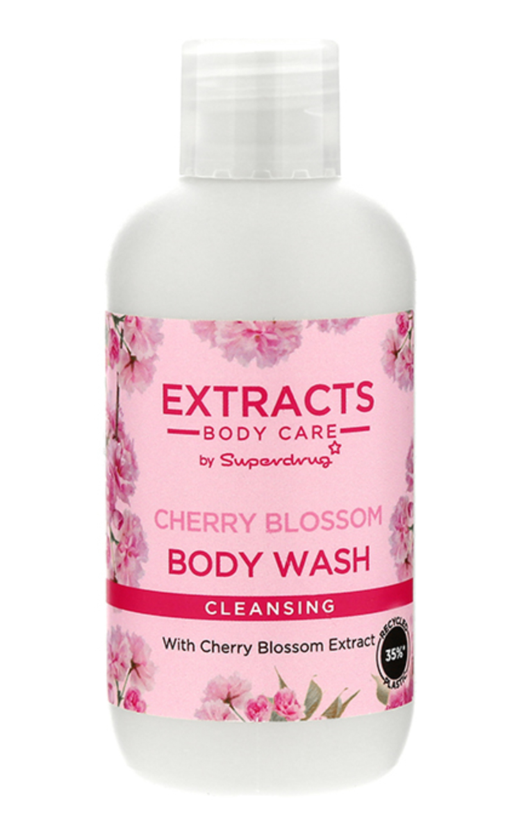 SUPERDRUG SUPERDRUG, EXTRACTS BODY CARE, valomasis kūno prausiklis su vyšnių žiedų ekstraktu, 100 ml. 100 ml