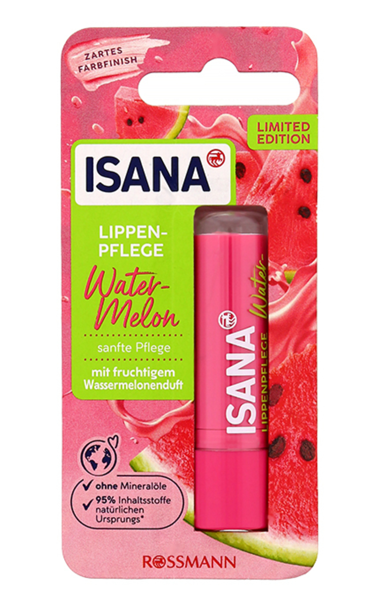 ISANA ISANA, WATER MELON, gaivaus arbūzų aromato lūpų balzamas, 1 vnt. 4,8 g