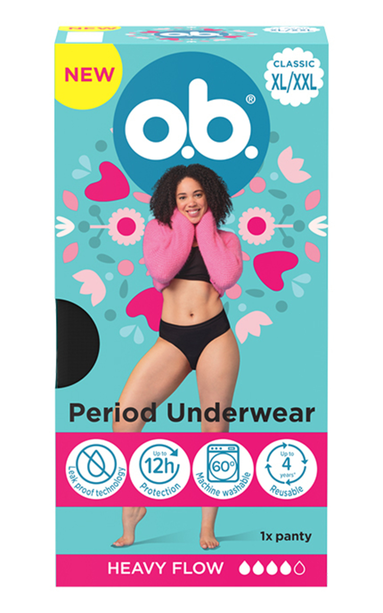 O.B. O.B., menstruacinės kelnaitės, dydis XL/XXL, 1 vnt. 1 vnt.