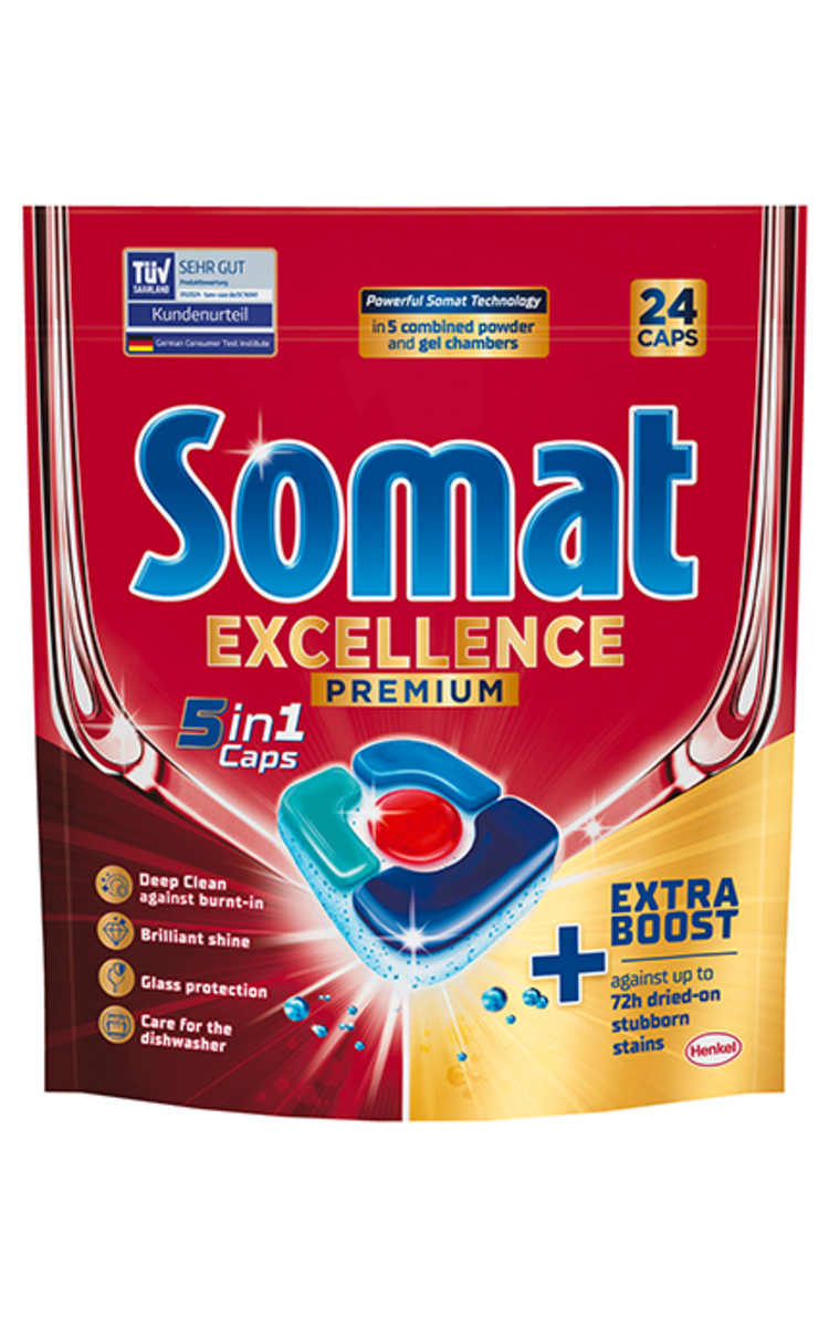 SOMAT SOMAT, EXCELLENCE PREMIUM 5IN1, indaplovių kapsulės, 24 vnt. 24 vnt.